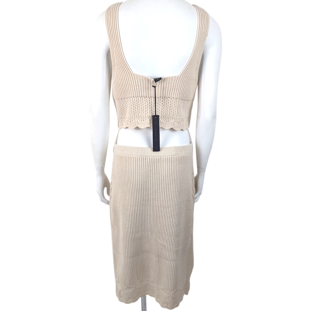 House of Harlow 1960 Sweater Set Crop Top Pencil Skirt NEW Womens Large Ivory - Picture 15 of 16